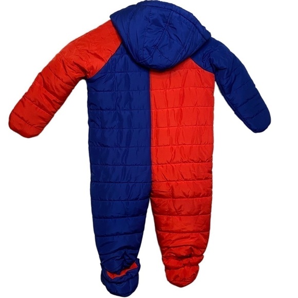NEW First Impressions Royal Blue and Red Fleece Lined Hooded Snowsuit 18 months - Picture 6 of 11